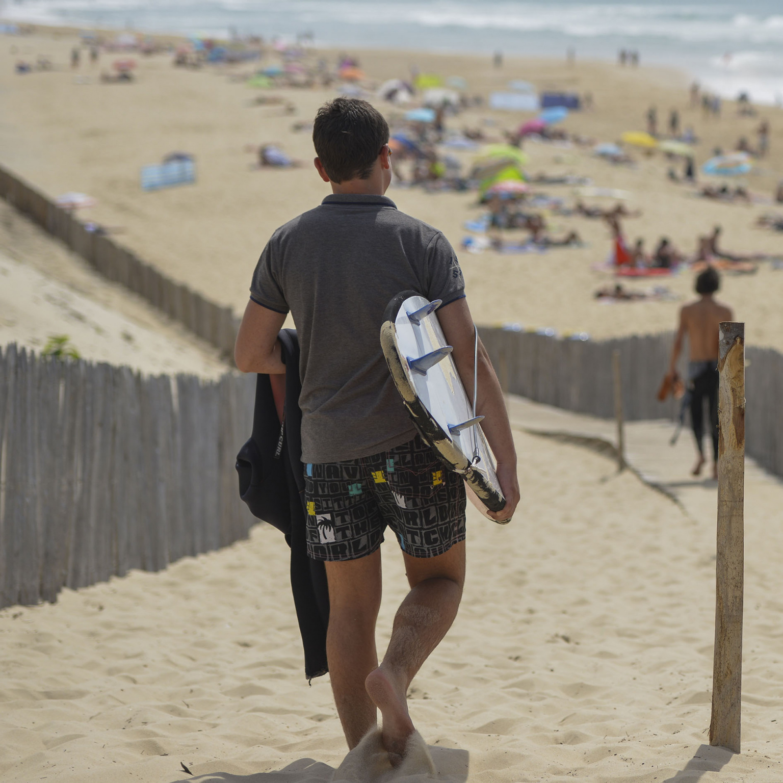 surfers sur la plage de Lacanau